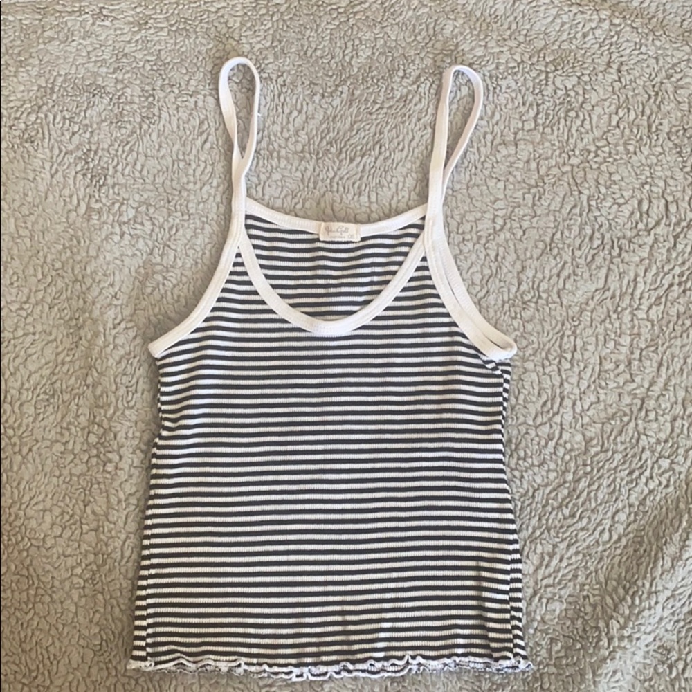 John Galt black and white striped tank top
